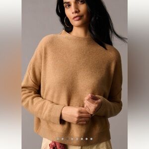 Pilcro Alani cashmere cropped mock neck sweater